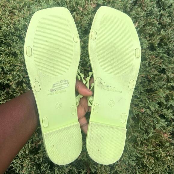 Steve Madden Women's Skyler Slip Toe Flat Sandals‎ Size 10 Lime Green - Picture 6 of 12